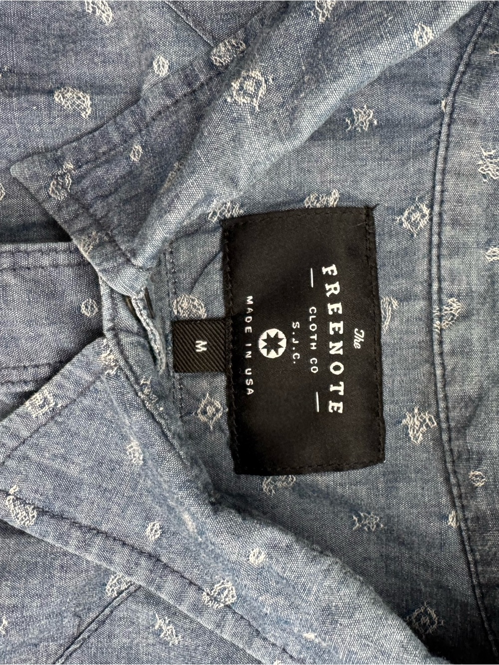 Free Note Cloth Co. Blue Patterned Button-Up Shirt